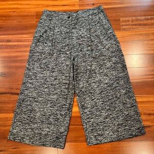 GAP Gray Heathered Wide Leg Pants Knit Stretch Capri Cropped Size Large